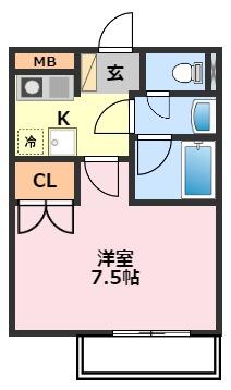 コーポサンライズ(1K/2階)の間取り写真