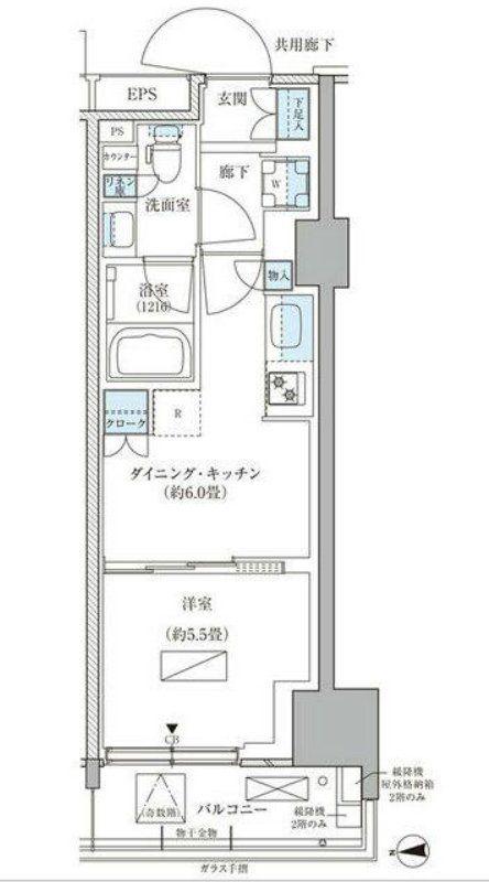 パークアクシス品川天王洲アイル(1DK/2階)の間取り写真