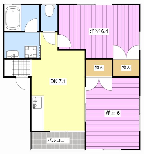ハイツ佳章(2DK/2階)の間取り写真