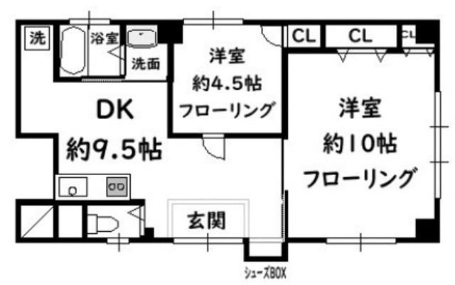 梅田コーポ(2DK/1階)の間取り写真