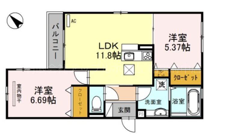 パール コート(2LDK/1階)の間取り写真
