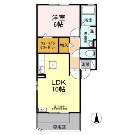 ウィルステージII(1LDK/1階)の間取り写真