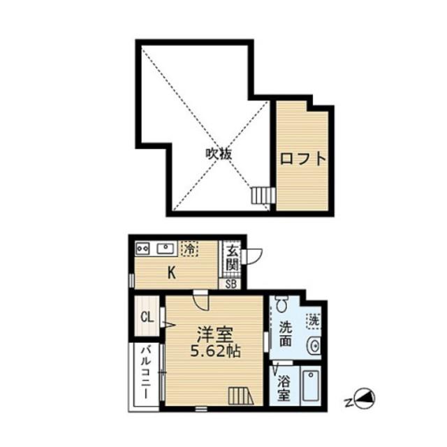 ラヴィータ箱崎(1K/2階)の間取り写真