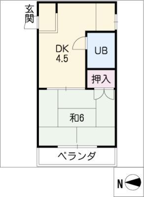 白陽ビル(1DK/3階)の間取り写真
