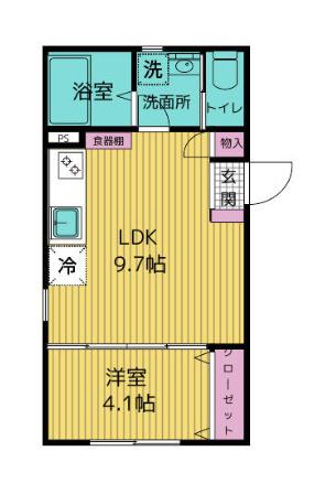FELICITA平和台(1LDK/1階)の間取り写真