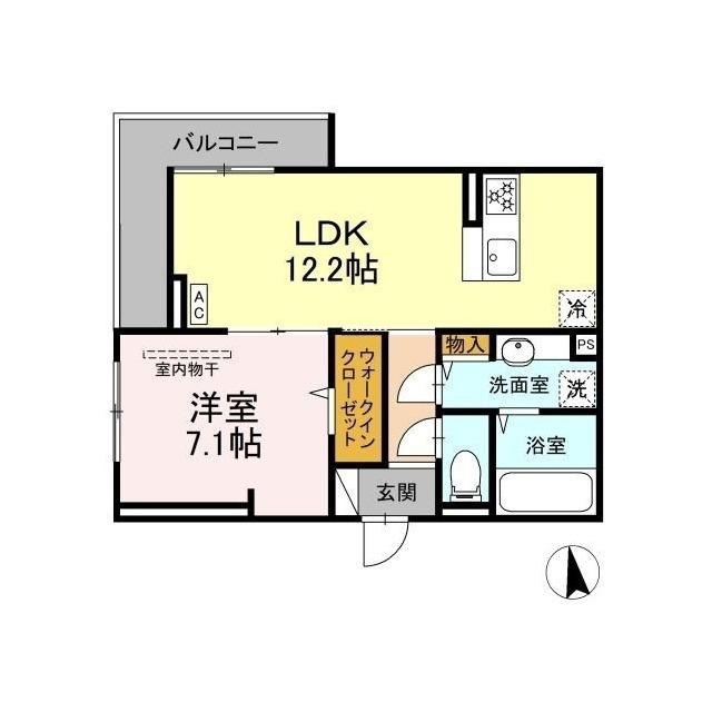 GRAND D-ROOM大手(1LDK/3階)の間取り写真