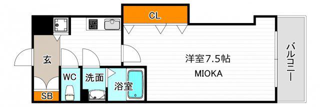 ラグゼ我孫子(1K/2階)の間取り写真