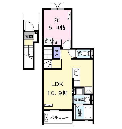 YK PLACE(1LDK/2階)の間取り写真