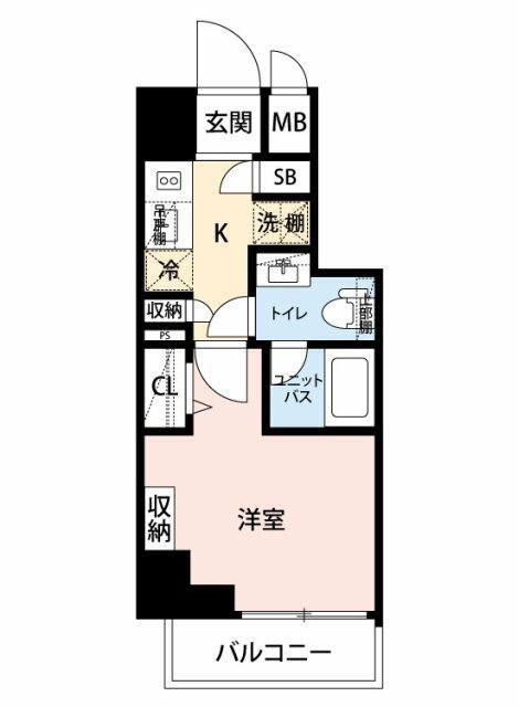 HYS 横浜サウスウエスト(1K/8階)の間取り写真