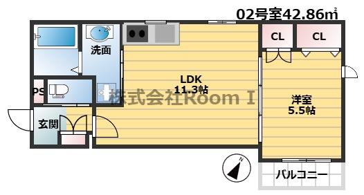 シャンテオカ 旭化成ヘーベルメゾンHEBEL HAUS(1LDK/3階)の間取り写真