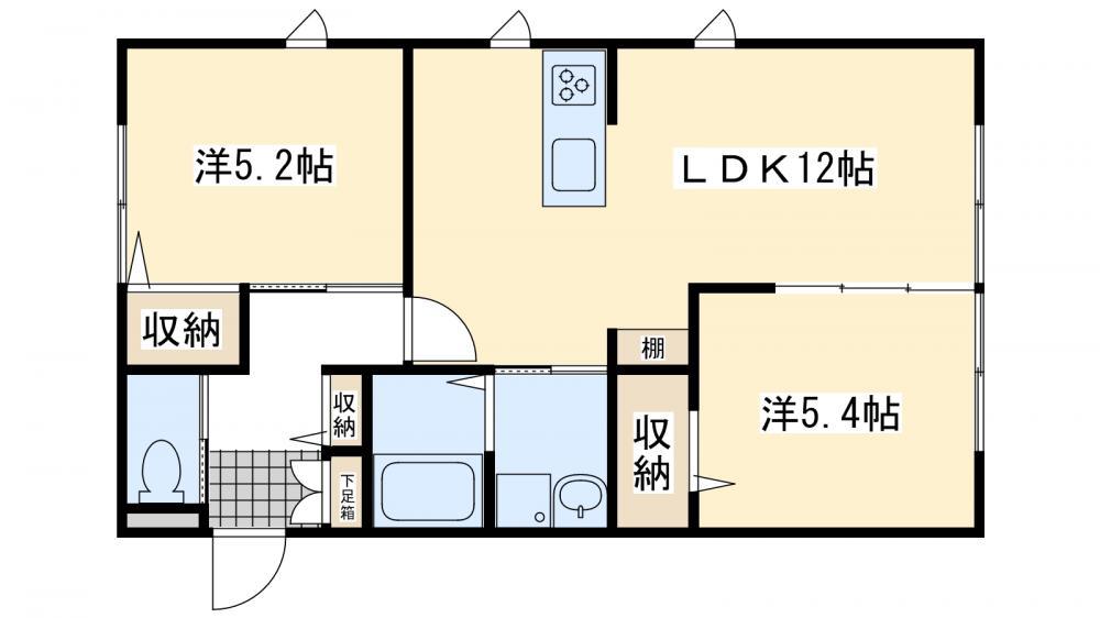 クレストヴィラ弐番館(2LDK/1階)の間取り写真