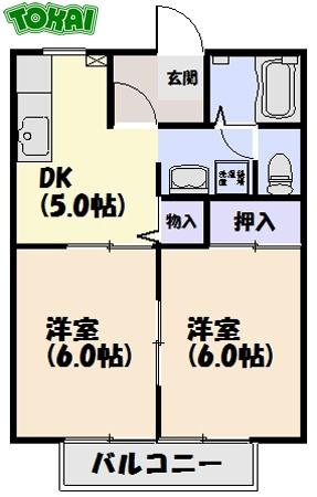 パストラルハイム(2DK/2階)の間取り写真