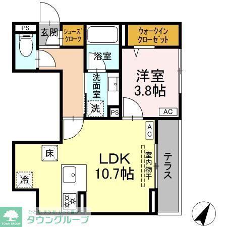 アリアリュクス(1LDK/1階)の間取り写真