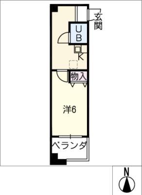 スリーエー(1DK/2階)の間取り写真