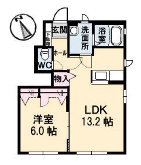 ヴァン・ベール C棟(1LDK/1階)の間取り写真