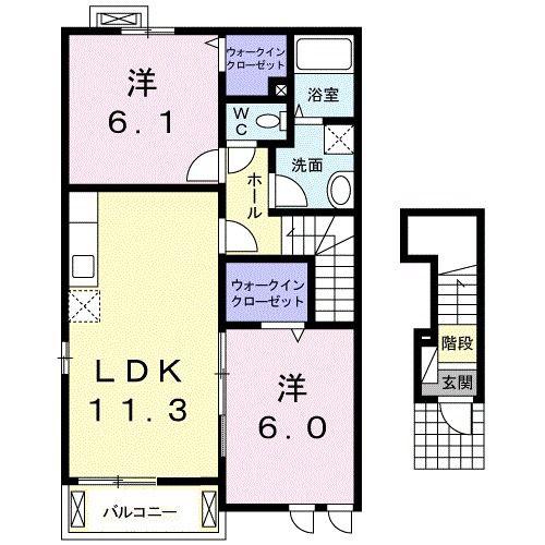 サンリット・コルソA棟(2LDK/2階)の間取り写真