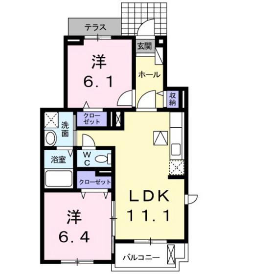 ＪＲ宇野線 彦崎駅 徒歩6分 3階建 築12年(2LDK/1階)の間取り写真