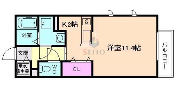グリーンポート・アイ(ワンルーム/2階)の間取り写真