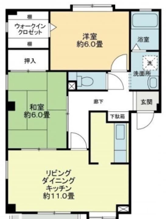 フォブール津森A(2LDK/2階)の間取り写真