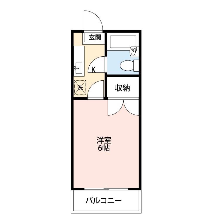 パームハイツ(1K/2階)の間取り写真