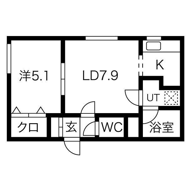 ガーデンコート壱番館(1LDK/2階)の間取り写真