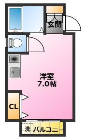 パティオ(ワンルーム/1階)の間取り写真