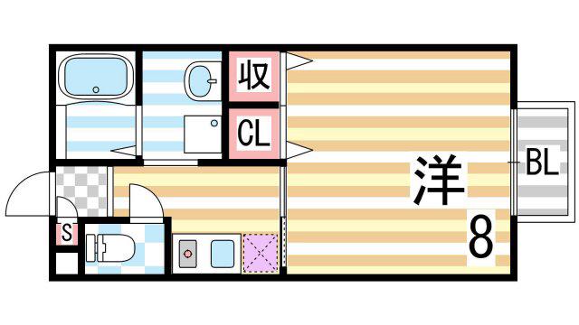 サンモールB棟(1K/2階)の間取り写真