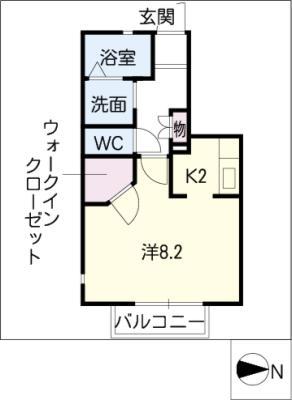 アーバン長久手(1K/1階)の間取り写真
