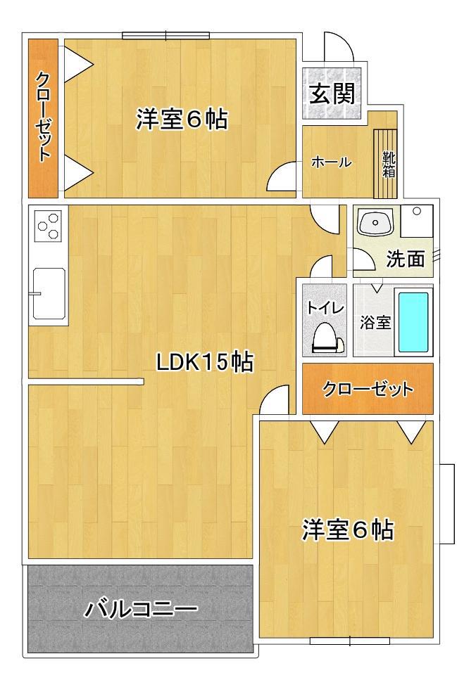 ディアコート3番館(2LDK/3階)の間取り写真