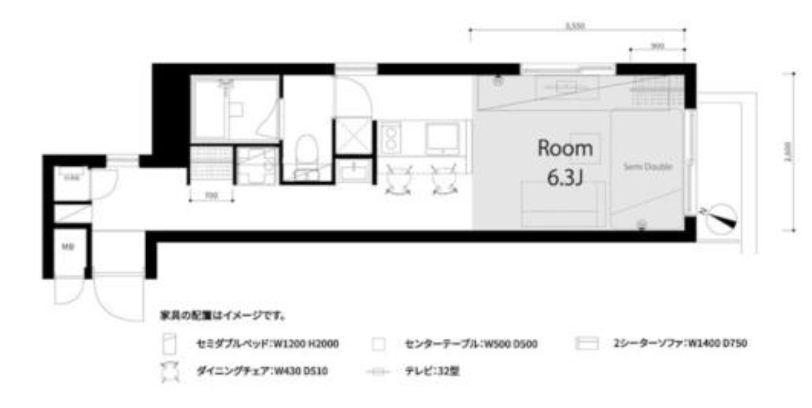 朝日関ロマンション(ワンルーム/8階)の間取り写真