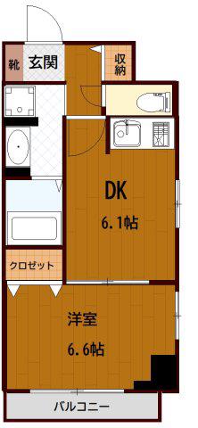 パルス小岩アネスタージュ(1DK/8階)の間取り写真