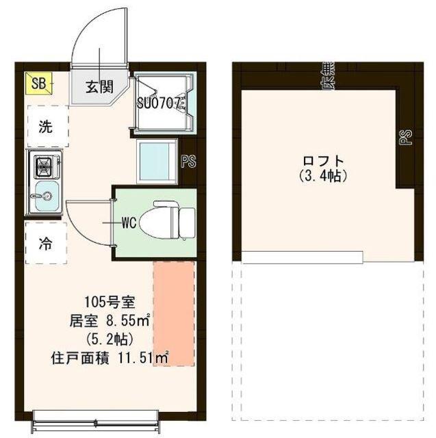 ラナニニプレイス中野(ワンルーム/1階)の間取り写真