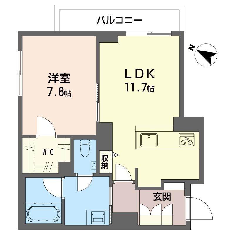 アミコートエムケー(1LDK/2階)の間取り写真