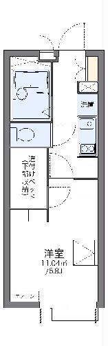 レオパレスグリーン中台(1K/2階)の間取り写真