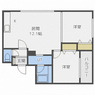 カサ・ヴェルデ宮の森(2LDK/2階)の間取り写真