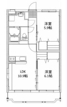 はなみずきI番館(2LDK/2階)の間取り写真