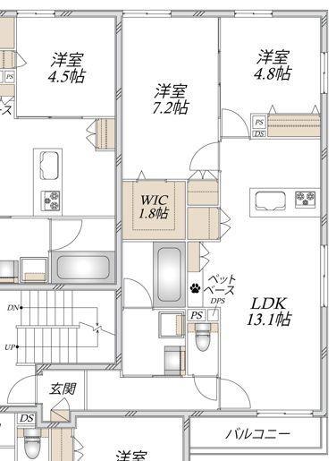 上宮田メゾン(2LDK/2階)の間取り写真