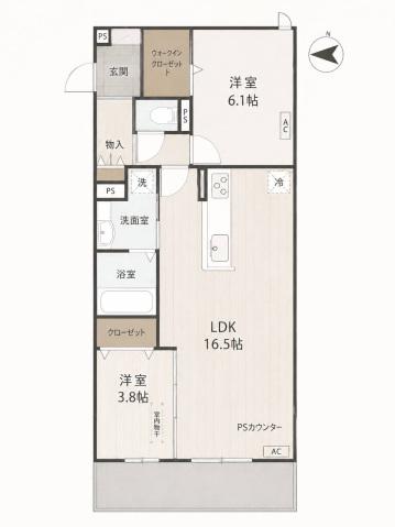 TORISIA千里丘Ⅰ(2LDK/3階)の間取り写真