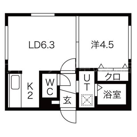 ブランノワールNORD(1LDK/1階)の間取り写真