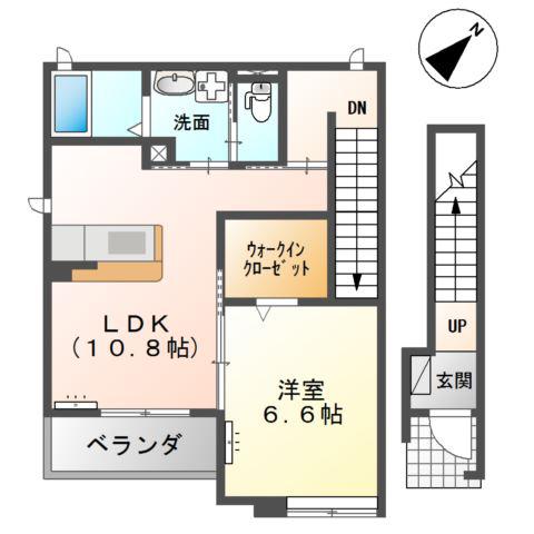 ハッピーハイム(1LDK/2階)の間取り写真