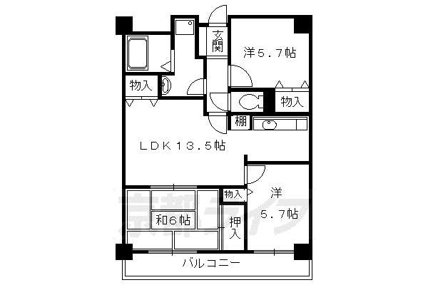 NO.57 アパルトマン クレール(3LDK/2階)の間取り写真