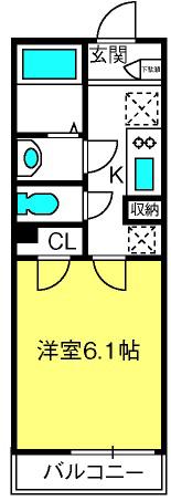 デュナミス(1K/3階)の間取り写真