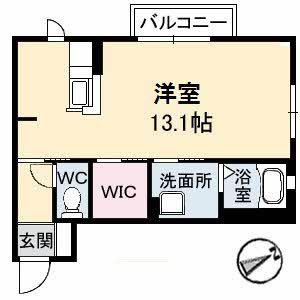 グリーンビューMJA棟(ワンルーム/1階)の間取り写真