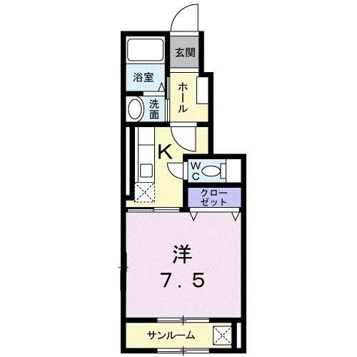 ドルチェII(1K/1階)の間取り写真