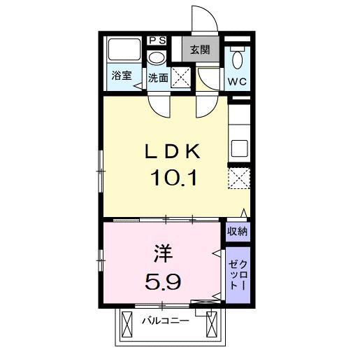 サニーヒル(1LDK/2階)の間取り写真