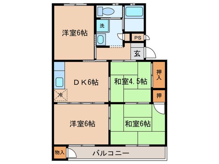 シティーハイツ野村(4DK/3階)の間取り写真