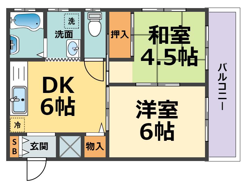 エスポワール(2DK/3階)の間取り写真