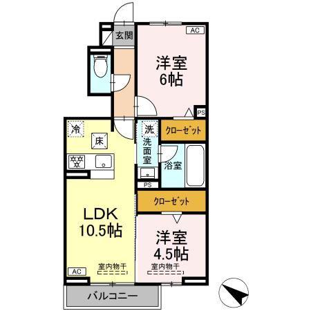 ブランフルール(2LDK/1階)の間取り写真