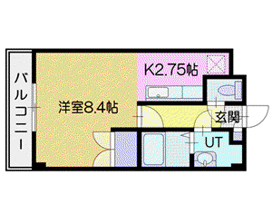 ハイツTKY(1K/2階)の間取り写真