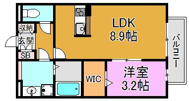 グレイス奥林 A棟・B棟(1LDK/2階)の間取り写真